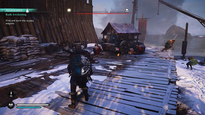 Wozy możesz podpalić przy pomocy pochodni - Assassins Creed Valhalla: Brutalna pobudka/Rude Awakening - solucja - Assassins Creed Valhalla - poradnik do gry
