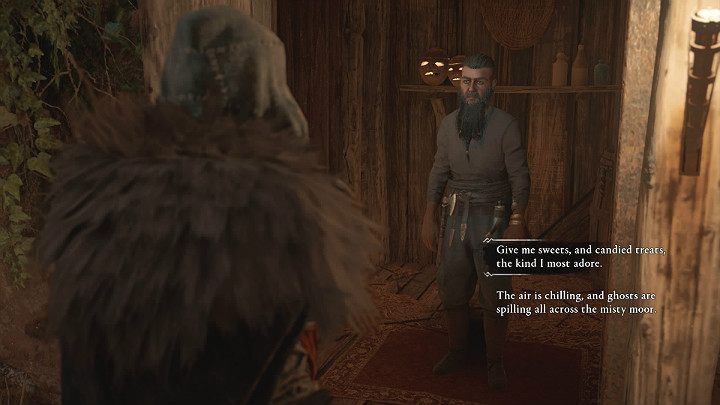 Teraz musisz wcielić się w rolę Mari Lwyd i pukać do drzwi miejscowych chat, by porymować z mieszkańcami - Assassins Creed Valhalla: Pierwsza noc Samhain - solucja, opis przejścia - Assassins Creed Valhalla - poradnik do gry