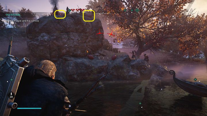 Jeśli konwój zostanie zaatakowany, łodzie zatrzymają się i będziesz musiał wyeliminować wszystkich przeciwników, zanim łodzie z zapasami popłyną w dalszą drogę - Assassins Creed Valhalla: Starzy przyjaciele/Old Friends - solucja - Assassins Creed Valhalla - poradnik do gry