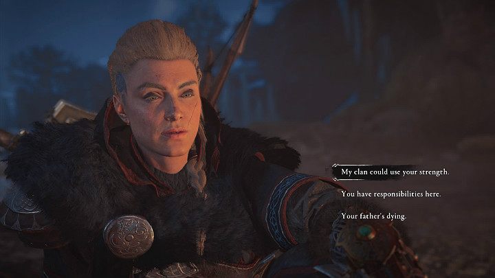 W trakcie rozmowy dowiesz się, że Vili nie jest zainteresowany stanowiskiem jarla, a jego ojciec powinien to zaakceptować - Assassins Creed Valhalla: Ostatnie chwile beztroski/On Borrowed Time - solucja - Assassins Creed Valhalla - poradnik do gry