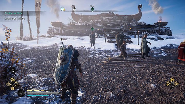 Sunniva przebywa aktualnie za murami miasta Henthorpe, przy stosie przygotowanym specjalnie dla Hemminga - Assassins Creed Valhalla: Pod skórą/Under the Skin - solucja, opis przejścia - Assassins Creed Valhalla - poradnik do gry