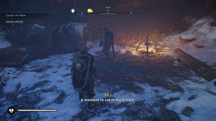 Gdy będziecie już bezpieczni porozmawiaj z mężczyzną, by obejrzeć dłuższy przerywnik filmowy - Assassins Creed Valhalla: Pod skórą/Under the Skin - solucja, opis przejścia - Assassins Creed Valhalla - poradnik do gry