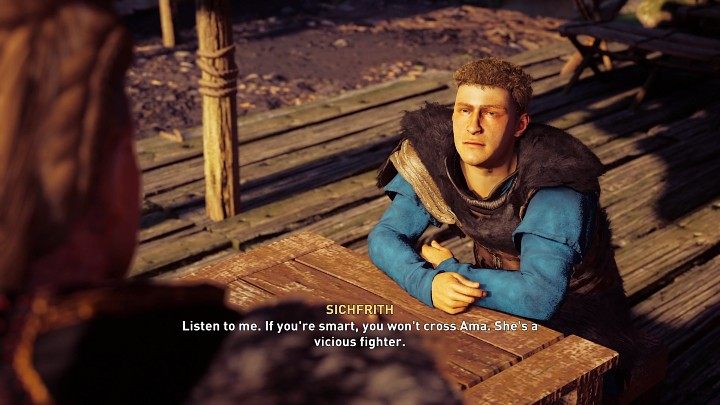 Z samego rana udajcie się na targ, aby porozmawiać z Sichfrithem na temat Thorsteina - AC Valhalla Gniew Druidów: Na tropie Thorsteina/Snaring Thorstein - solucja - Assassins Creed Valhalla - poradnik do gry