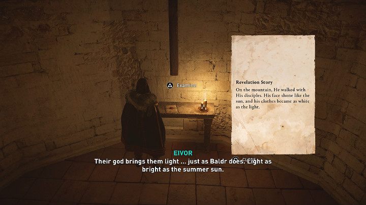 Ostatnią informację, historię objawienia (Revelation Story), znajdziesz w małej kaplicy, po lewej stronie od wejścia do katedry - Assassins Creed Valhalla: Szeryf z Wincestre/The Reeve of Wincestre - solucja - Assassins Creed Valhalla - poradnik do gry