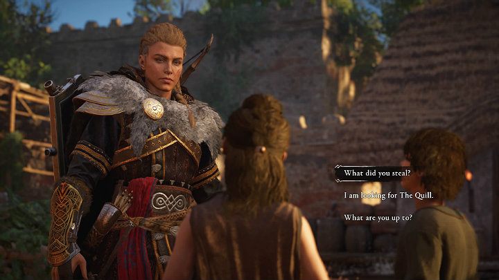Z rozmowy z dziewczynką dowiesz się, że wraz z przyjacielem nie pracują dla Pióra lecz kradną na ulicach, by móc trzymać się z dala od jego szponów - Assassins Creed Valhalla: Wyrywanie Pióra/Plucking the Quill - solucja - Assassins Creed Valhalla - poradnik do gry