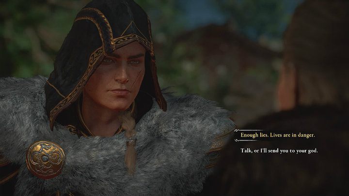 Wróć do siostry biskupa i ponownie z nią porozmawiaj, by poinformować ją o tym, że odkryłeś prawdę na temat jej brata - Assassins Creed Valhalla: Dobijanie Saksa/Impaling the Seax - solucja - Assassins Creed Valhalla - poradnik do gry
