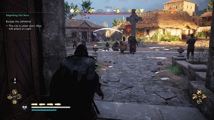 Król w towarzystwie wielu strażników przedstawi Eivorowi swoje ultimatum, by żył wśród nich jako chrześcijanin lub zginął jako poganin - Assassins Creed Valhalla: Dobijanie Saksa/Impaling the Seax - solucja - Assassins Creed Valhalla - poradnik do gry