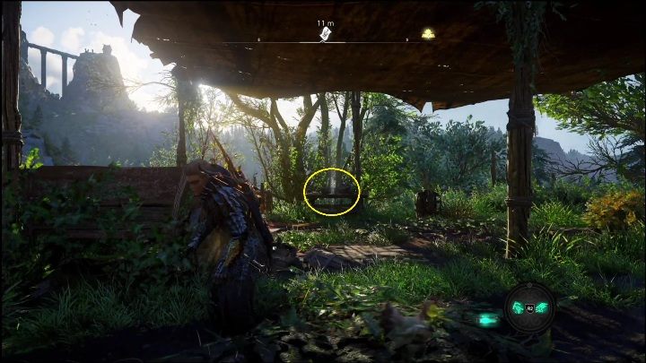 Ten schemat leży na drewnianym stole, zaraz przy spornym budynku, w którym znajdziecie skrzynie z surowcami - AC Valhalla Świt Ragnaroku: Schemat ozdobny (Gullnamar) - lista wszystkich - Assassins Creed Valhalla - poradnik do gry