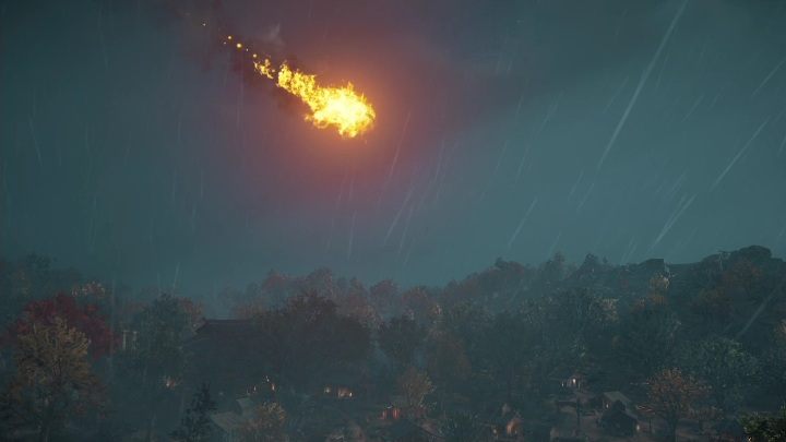 Gdy zaczniecie śledzenie misji i udacie się za główną osadę, zobaczycie krótki filmik, w którym meteoryt spada na pobliskie tereny - AC Valhalla: Wyzwanie od bogów - solucja, Mistrzowskie wyzwania - Assassins Creed Valhalla - poradnik do gry