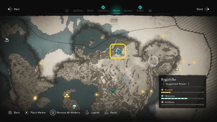 W miejscu zaznaczonym na powyższym screenie spotkasz mężczyznę o imieniu Harek - Assassins Creed Valhalla: Stary człowiek i urwisko - solucja, opisz przejścia - Assassins Creed Valhalla - poradnik do gry