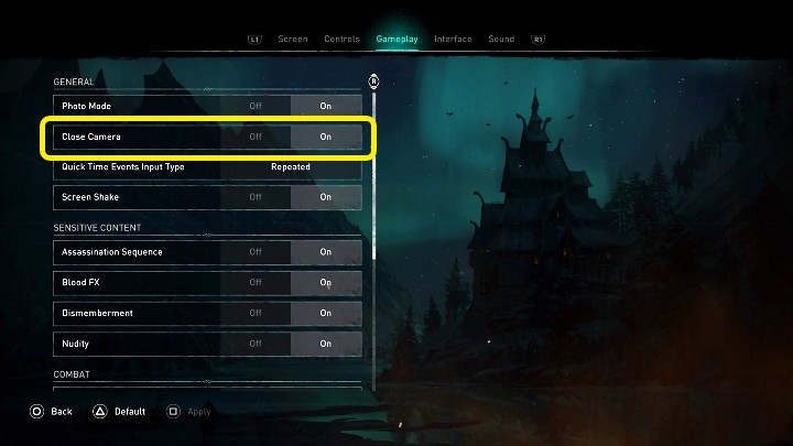 Bliską kamerę (Close Camera) możesz włączyć w każdym momencie w opcjach gry w zakładce Rozgrywka (Gameplay) - AC Valhalla: Co zmienia Bliska Kamera (Close Camera)? - Assassins Creed Valhalla - poradnik do gry