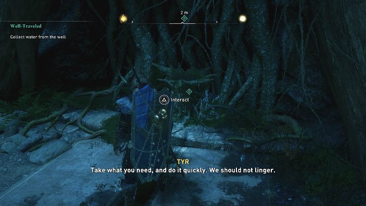 Gdy Studnia Urd zostanie otwarta, zeskocz na sam dół i zaczerpnij nieco wody, by aktywować przerywnik filmowy - Assassins Creed Valhalla: Obiecująca wyprawa/Well-Traveled - solucja - Assassins Creed Valhalla - poradnik do gry