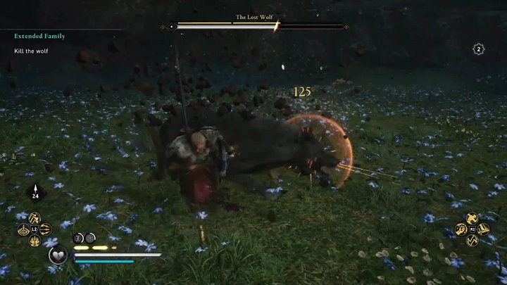 Zdecydowana większość ataków wilka jest sygnalizowana żółtym rozbłyskiem runy i można je z powodzeniem blokować lub wykonać unik - Assassins Creed Valhalla: Przyjęcie do rodziny/Extended Family - solucja - Assassins Creed Valhalla - poradnik do gry