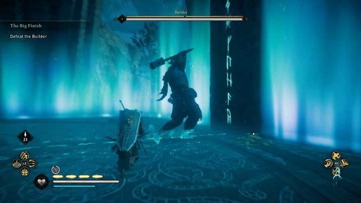 Ze względu na potężne rozmiary przeciwnika, wszystkie wykonywane przez niego ataki są sygnalizowane i łatwo ich uniknąć - Assassins Creed Valhalla: Wielki finał/The Big Finish - solucja, opis przejścia - Assassins Creed Valhalla - poradnik do gry