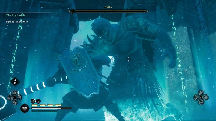 Nie daj się złapać, unikaj zamaszystych ataków bossa i wykonuj szybkie kontry, a powinieneś sprawnie rozprawić się z Konstruktorem - Assassins Creed Valhalla: Wielki finał/The Big Finish - solucja, opis przejścia - Assassins Creed Valhalla - poradnik do gry