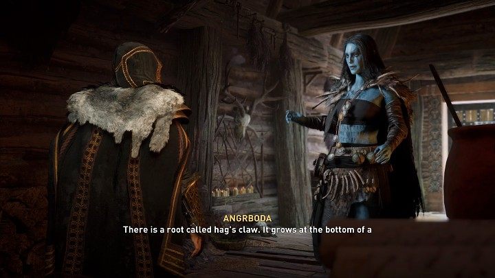 Angrboda jest skłonna wyjawić więcej informacji na temat tajemniczego miodu Jotunów jednak za pewną cenę - Assassins Creed Valhalla: Pani Żelaznego Lasu - solucja, opis przejścia - Assassins Creed Valhalla - poradnik do gry