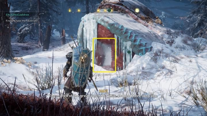 Idąc dalej przed siebie, trafisz do lokacji Rękawica Skrymira (Skrymirs Mitten) - Assassins Creed Valhalla: Zaginiony kocioł/The Lost Cauldron - solucja - Assassins Creed Valhalla - poradnik do gry