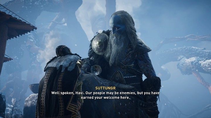 Gdy wręczysz Suttungrowi jego kocioł, Jotun zmieni swoje nastawienie i zacznie traktować Eivora (Haviego) z szacunkiem - Assassins Creed Valhalla: Pamiętna uczta/A Feast to Remember - solucja - Assassins Creed Valhalla - poradnik do gry