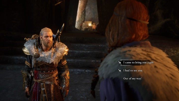 Gunlodr przyłapie Cię we wnętrzu skarbca i zapyta co tu robisz - Assassins Creed Valhalla: Pamiętna uczta/A Feast to Remember - solucja - Assassins Creed Valhalla - poradnik do gry