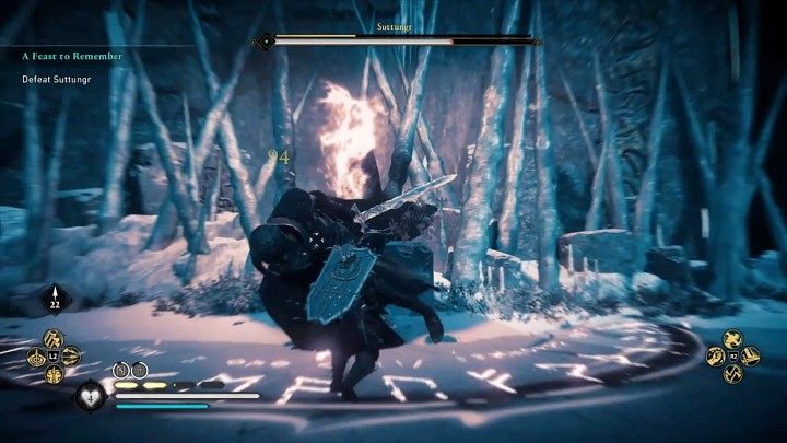 Większość ataków Suttungra jest sygnalizowana i można ich uniknąć, nie odnosząc przy tym żadnych obrażeń - Assassins Creed Valhalla: Pamiętna uczta/A Feast to Remember - solucja - Assassins Creed Valhalla - poradnik do gry
