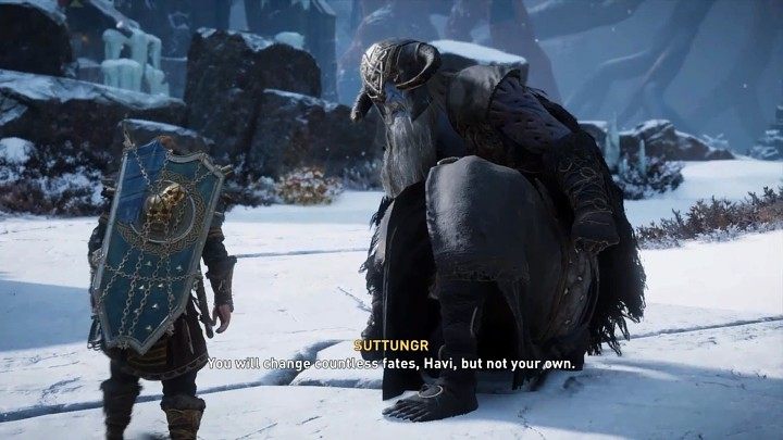 Pozostawaj poza zasięgiem przeciwnika lub unikaj jego ciosów, wyprowadzaj szybkie kontry i zadawaj ciosy, kiedy tylko nadarzy się ku temu okazja, a szybko poradzisz sobie z Suttungrem - Assassins Creed Valhalla: Pamiętna uczta/A Feast to Remember - solucja - Assassins Creed Valhalla - poradnik do gry