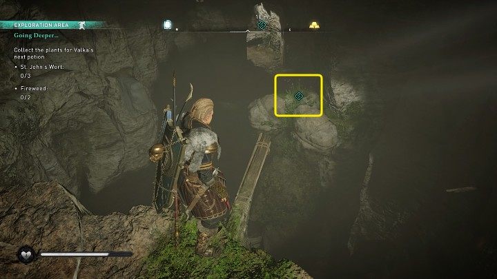 Przeskakując pomiędzy kolejnymi przeszkodami, przejdź przez jaskinię i zbieraj przedmioty fabularne oznaczone charakterystycznym znakiem - Assassins Creed Valhalla: W głąb siebie/Going Deeper - solucja, opis przejścia - Assassins Creed Valhalla - poradnik do gry