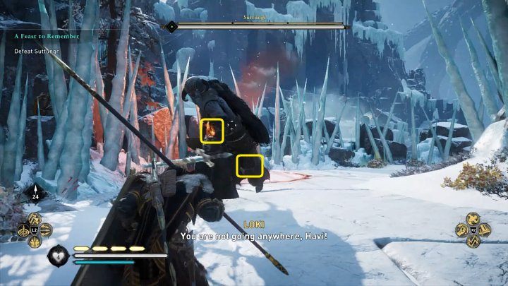 Suttungr to wielki przeciwnik, który posiada trzy słabe punkty: lewe kolano, prawy łokieć i brzuch - Assassins Creed Valhalla: Suttungr - boss, jak pokonać? - Assassins Creed Valhalla - poradnik do gry