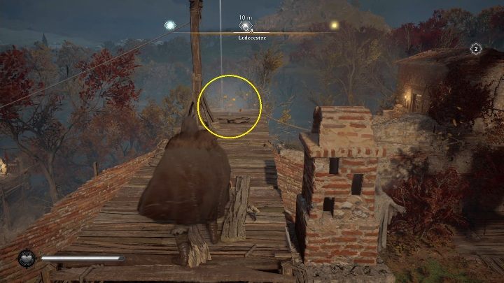 Początek: Aby rozpocząć pogoń za kartką musisz wskoczyć na dach jednego z murowanych domów - Assassins Creed Valhalla: Karta niesiona wiatrem - Ledecestrescire, sekrety - Assassins Creed Valhalla - poradnik do gry