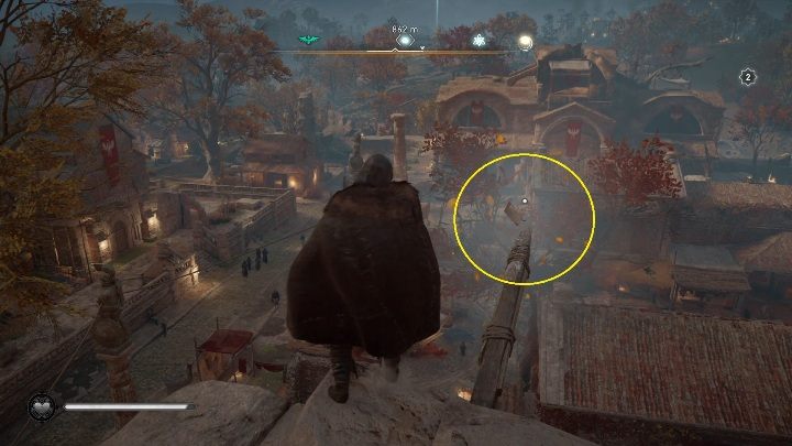 Koniec: Kartka zatrzyma się spory kawałek dalej, na jednym z dachów - Assassins Creed Valhalla: Karta niesiona wiatrem - Ledecestrescire, sekrety - Assassins Creed Valhalla - poradnik do gry