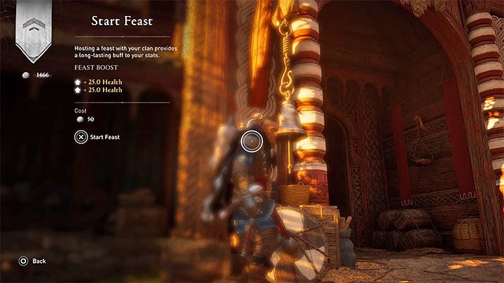 W grz AC Valhalla możesz też przygotować się do trudniejszych walk dzięki zorganizowaniu wieczerzy w osadzie - Assassins Creed Valhalla: Walka - bronie, rajdy - Assassins Creed Valhalla - poradnik do gry