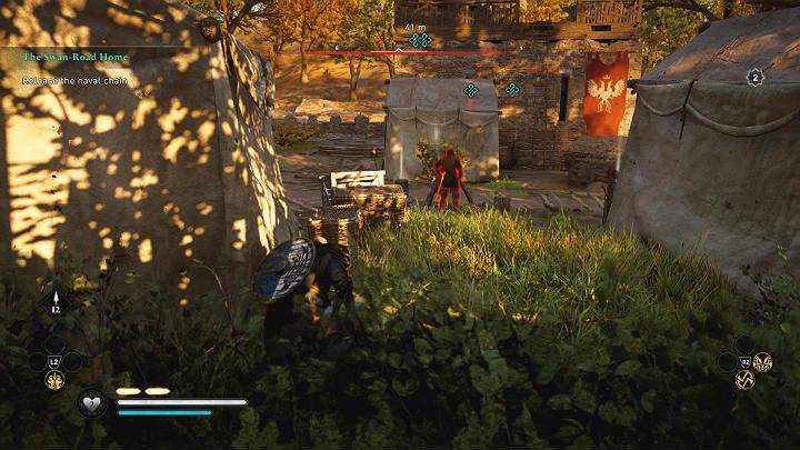Teraz pozostaje Ci zajść od tyłu ostatniego przeciwnika i wykończyć go - Assassins Creed Valhalla: Szlakiem łabędzi/The Swan-Road Home - solucja - Assassins Creed Valhalla - poradnik do gry