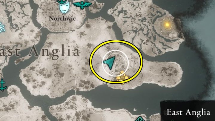 2) Musisz odwiedzić loch we wschodniej części regionu Wschodnia Anglia - obszar ten zaznaczyliśmy na obrazku - Assassins Creed Valhalla: Trofea/osiągnięcia, lista - Assassins Creed Valhalla - poradnik do gry