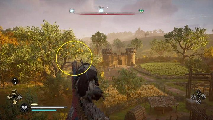 Początek: Aby rozpocząć pogoń za kartką musisz wskoczyć na ogromy budynku, a następnie wbiec w sekret, aby on ruszył dalej - Assassins Creed Valhalla: Karta niesiona wiatrem - Grantebridgescire, sekrety - Assassins Creed Valhalla - poradnik do gry