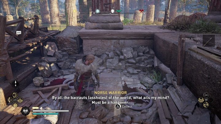 Po pozbyciu się kamienia nie pozostaje Ci nic innego niż podniesienie maski - Assassins Creed Valhalla: Rzymski artefakt - Grantebridgescire, sekrety, lokacje - Assassins Creed Valhalla - poradnik do gry