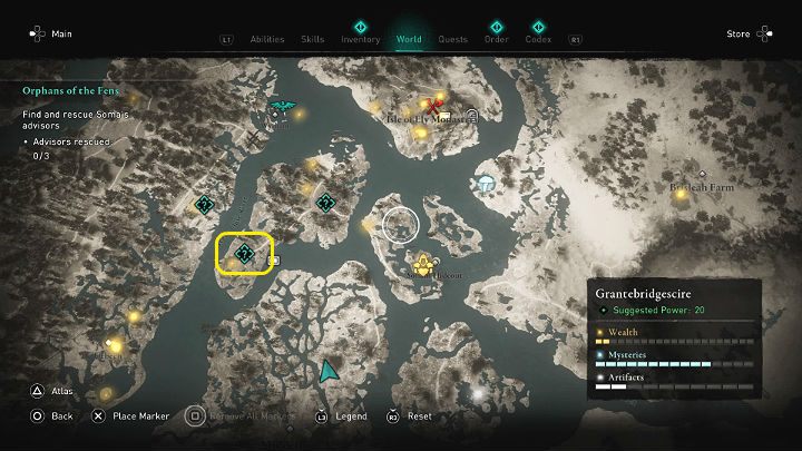 Lifa znajdziesz w obozie Lowlands Camp, w miejscu oznaczonym na powyższym obrazku - Assassins Creed Valhalla: Zagubieni na mokradłach/Orphans of the Fens - solucja - Assassins Creed Valhalla - poradnik do gry