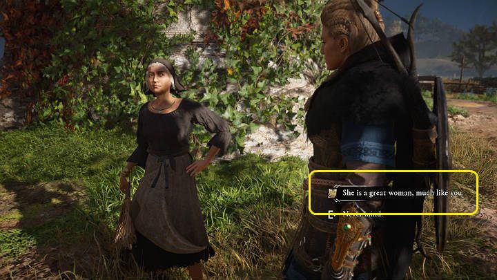 Nieopodal spotkasz kobietę, która posiada klucz do pomieszczenia w którym trzymane są koty - Assassins Creed Valhalla: Opowieść o kocich wojownikach - solucja - Assassins Creed Valhalla - poradnik do gry