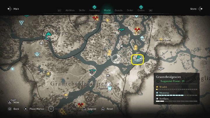 W miejscu zaznaczonym na powyższym obrazku spotkasz żołnierza, który mówi dziwne rzeczy na temat mrocznych Elfów i szukania drogi do Niebiańskiego Błękitu (Wind-Blue) - Assassins Creed Valhalla: Droga do Niebiańskiego Błękitu - solucja - Assassins Creed Valhalla - poradnik do gry