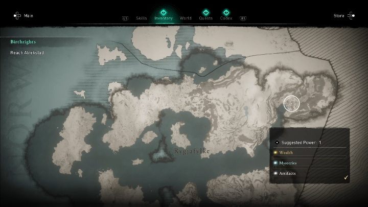 Mapę skarbu znajdziesz w północno wschodniej części mapy - Assassins Creed Valhalla: Mapa skarbów - Rygjafylke, sekrety, lokacje - Assassins Creed Valhalla - poradnik do gry