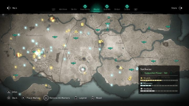 Lokacja przeklętego miejsca: w południowej części regionu - Assassins Creed Valhalla: Przeklęty symbol - Suthsexe, sekrety, lokacje - Assassins Creed Valhalla - poradnik do gry