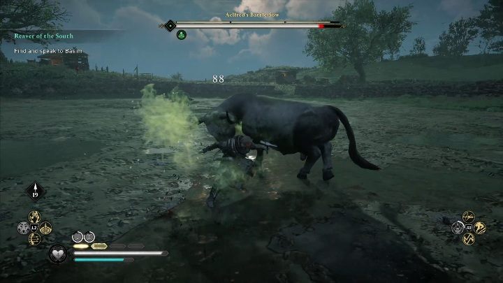 Wszystkie byki zachowują się tak samo, kopią nogami, wierzgają rogami i próbują napierać na Ciebie, gdy tylko staniesz im na drodze - Assassins Creed Valhalla: Legendarne zwierzę - Suthsexe, sekrety, lokacje - Assassins Creed Valhalla - poradnik do gry