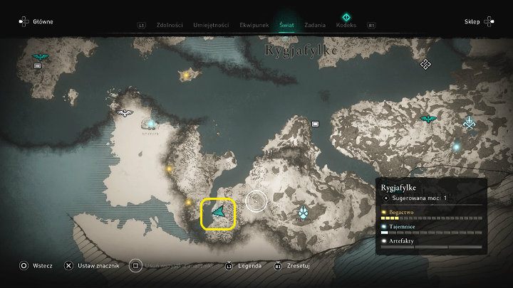 W miejscu zaznaczonym na powyższym obrazku znajdziesz łowcę, który chowając się za krzakiem najwyraźniej rozmawia sam do siebie - Assassins Creed Valhalla: Czarodziej w opałach - solucja, opis przejścia - Assassins Creed Valhalla - poradnik do gry