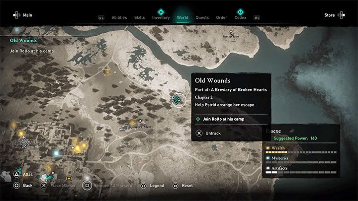 Z tematem zdrajcy powiązany jest główny quest Dawne rany (Old Wounds), w ramach którego Eivor musi spotkać się z Rollo w obozie na terenie regionu Essexe - Assassins Creed Valhalla: Kto jest zdrajcą Rollo? - Assassins Creed Valhalla - poradnik do gry