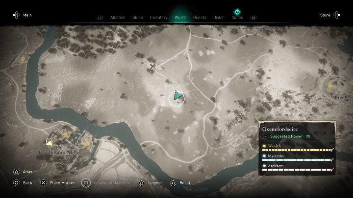 Skarb znajdziesz w północno wschodniej części regionu, zaraz obok Gospodarstwa Scotthoh - Assassins Creed Valhalla: Mapa skarbów - Oxenefordscire, sekrety, lokacje - Assassins Creed Valhalla - poradnik do gry
