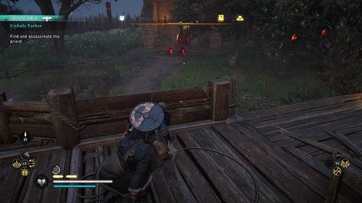 Księdza znajdziesz w murowanym kościele za drewnianą palisadą z czerwonymi flagami - Assassins Creed Valhalla: Bezbożny Ojciec/Unholy Father - solucja - Assassins Creed Valhalla - poradnik do gry