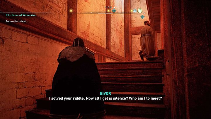 Niezależnie od tego jak zachowałeś się w trakcie rozmowy z księdzem (użycie charyzmy lub zaliczenie testu) będziesz mógł zacząć podążać za nim na kolejne spotkanie - Assassins Creed Valhalla: Jak rozwiązać zagadkę z czynami Chrystusa? - Assassins Creed Valhalla - poradnik do gry