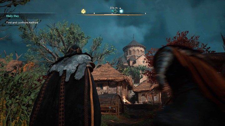 Przejdź przez miasto i wejdź do kościoła na wzgórzu, który można zauważyć na powyższym obrazku - Assassins Creed Valhalla: Dzień święty/Holy Day - solucja, opis przejścia - Assassins Creed Valhalla - poradnik do gry