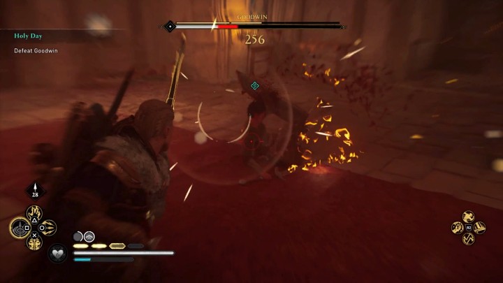 W starciu z Goodwinem niezwykle skuteczna jest także broń dystansowa, ponieważ przeciwnik nie będzie blokował pocisków lecących na wysokości głowy, a te będą wyrządzać mu największe obrażenia - Assassins Creed Valhalla: Goodwin - boss, jak pokonać? - Assassins Creed Valhalla - poradnik do gry