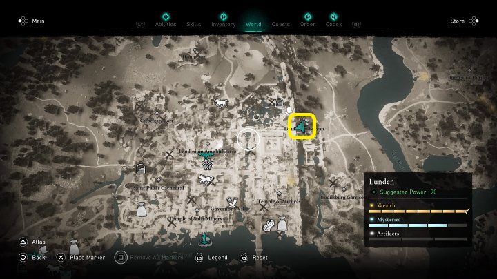 Londinium Assassin Bureau znajdziesz na obszarze Lunden, w miejscu zaznaczonym na powyższym obrazku - Assassins Creed Valhalla: Krótka historia ukrytych - solucja, opis przejścia - Assassins Creed Valhalla - poradnik do gry