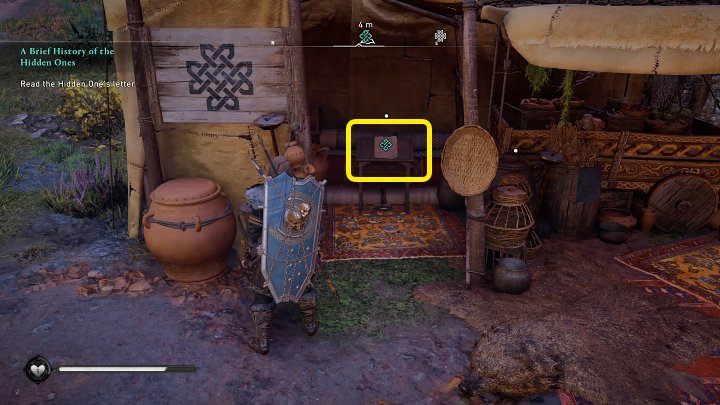 Po rozmowie z Redą podejdź do listu od Bayeka (głównego bohatera AC Origins) i przeczytaj go, a misja dobiegnie końca - Assassins Creed Valhalla: Krótka historia ukrytych - solucja, opis przejścia - Assassins Creed Valhalla - poradnik do gry