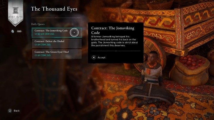 Reda może zaoferować Ci kilka zleceń, które zmieniają się cyklicznie, ale na obszarze Anglii znajdziesz kilku innych agentów Tysiąca Oczu (The Thousand Eyes), którzy również mogą zlecić Ci kontrakt do wykonania - Assassins Creed Valhalla: Wiking do wynajęcia/Viking for Hire - solucja - Assassins Creed Valhalla - poradnik do gry